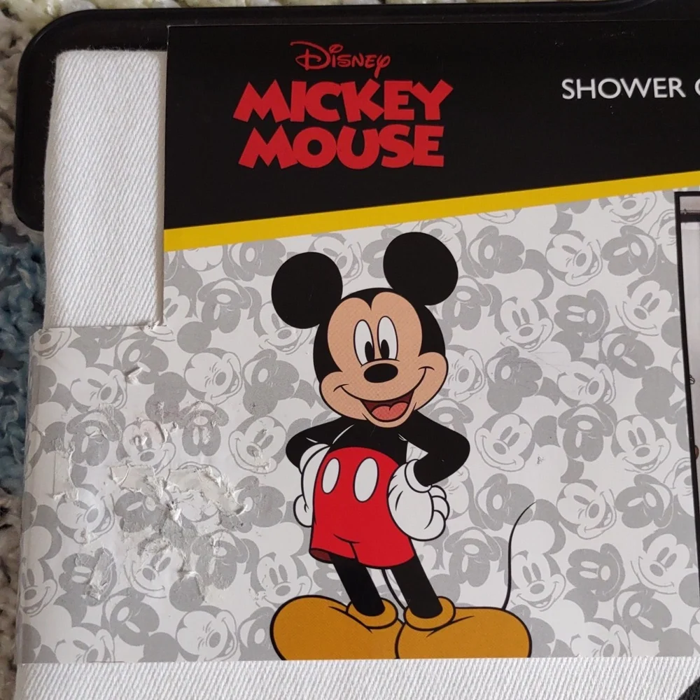 Disney Mickey Mouse 72x72 Cotton White Shower Curtain